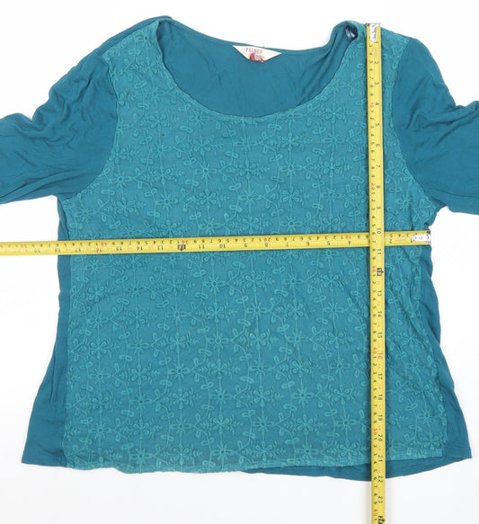 Palmer Women Blue Embroidered Lace Tunic Blouse Size 10