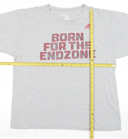 Adidas Men's Grey XL Graphic Sports T-Shirt Crew Neck Short Sleeve