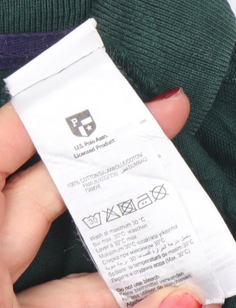 U.S. Polo Assn. Men's Green Cotton Polo Shirt Size L Short Sleeve