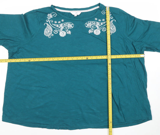 Julipa Women’s Green Embroidered Cotton Tunic Blouse Size 28