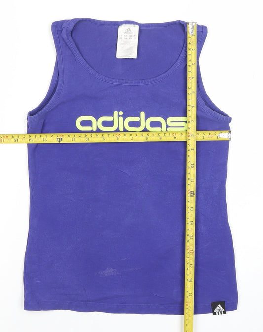 Adidas Womens Blue Cotton Stretch Tank Top XS Sports Vest