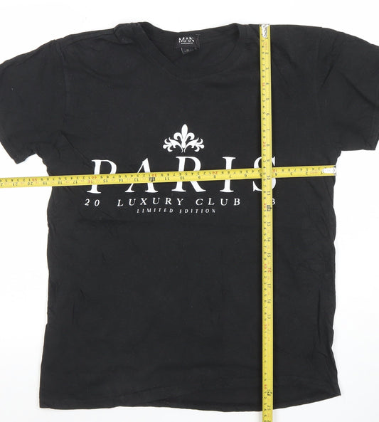 boohooMAN Men's Black Paris Luxury Club Graphic T-Shirt Size M
