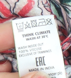 Marks and Spencer Women’s Pink Floral Viscose Blouse Size 16 3/4 Sleeve