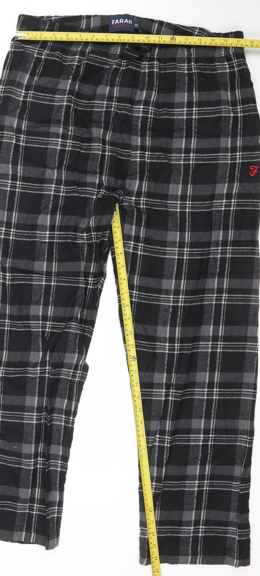 Farah Men's Black Check Cotton Flannel Lounge Pants XL