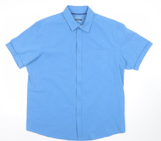 APT.9 Mens Blue Standard Fit Short Sleeve Polo Shirt Size L
