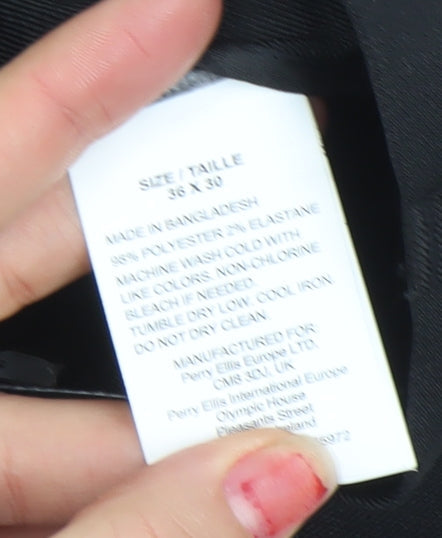 Perry Ellis Portfolio Men's Black Slim Fit Dress Trousers 36x30