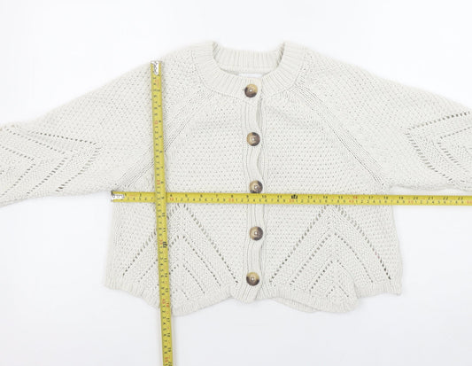Savida Women Ivory Knit Flared Sleeve Cardigan Size 10