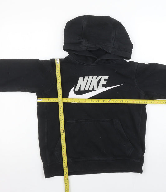 Nike Boys Black Pullover Hoodie Medium 100% Cotton Logo Sweatshirt