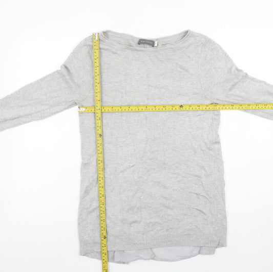 Mint Velvet Women’s Grey Cotton Modal Long Sleeve Boat Neck Jumper Size 10