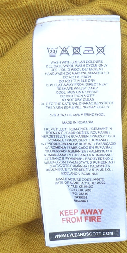 Lyle & Scott Men's Yellow V-Neck Wool Blend Jumper XXL