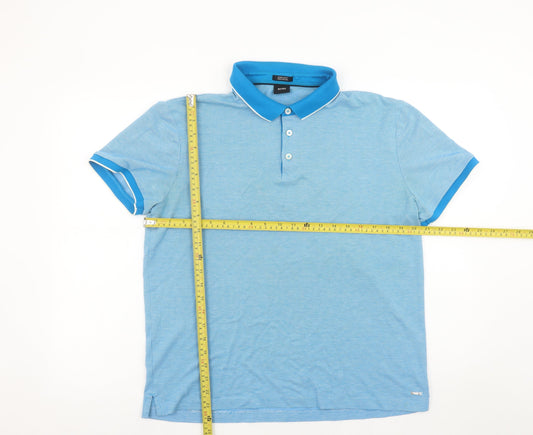 Hugo Boss Men's Blue Pima Cotton Polo Shirt Size L Casual Summer