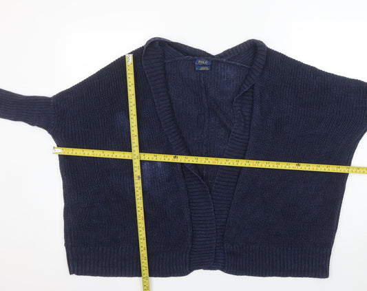 Polo Ralph Lauren Women's Blue Cotton Short Sleeve Cardigan S