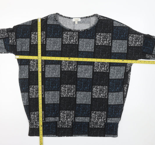 Stella Morgan Womens Grey Check Tunic Top Size 12 Long Sleeve