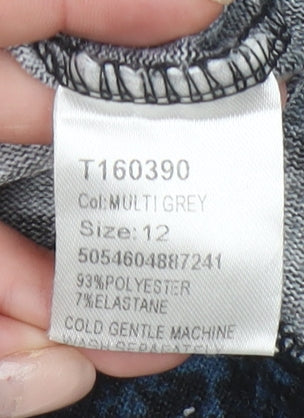 Stella Morgan Womens Grey Check Tunic Top Size 12 Long Sleeve