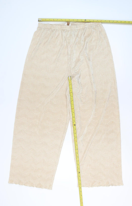 Elvi Women’s Beige Wide-Leg Trousers Size 12 Lightweight Polyester