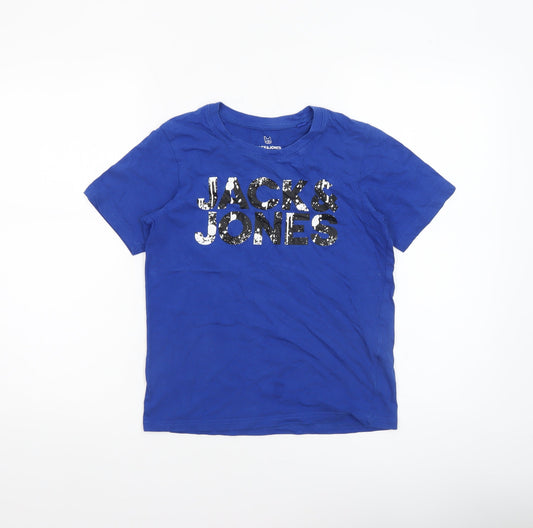 Jack & Jones Boys Blue Sequin Logo Short Sleeve T-Shirt 12 Years