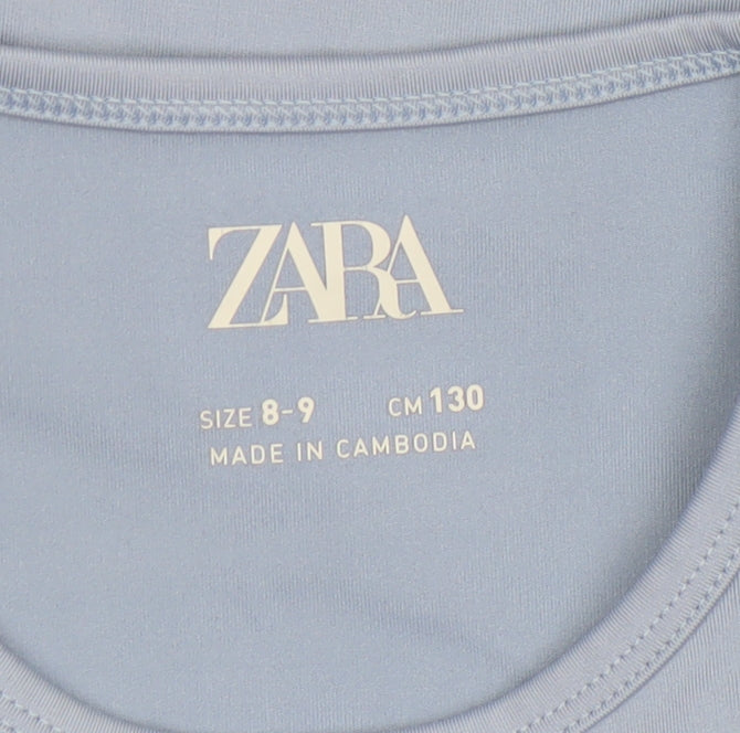 Additional view of Zara girls’ blue long sleeve cut out cropped top, size 8-9, years