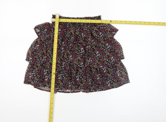 Miss Selfridge Petites Floral Mini Skirt Women Multicolour UK 6 Ruffle Polyester