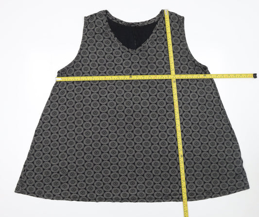 Yours Women’s Black Geometric Sleeveless Tunic Top Plus Size 26