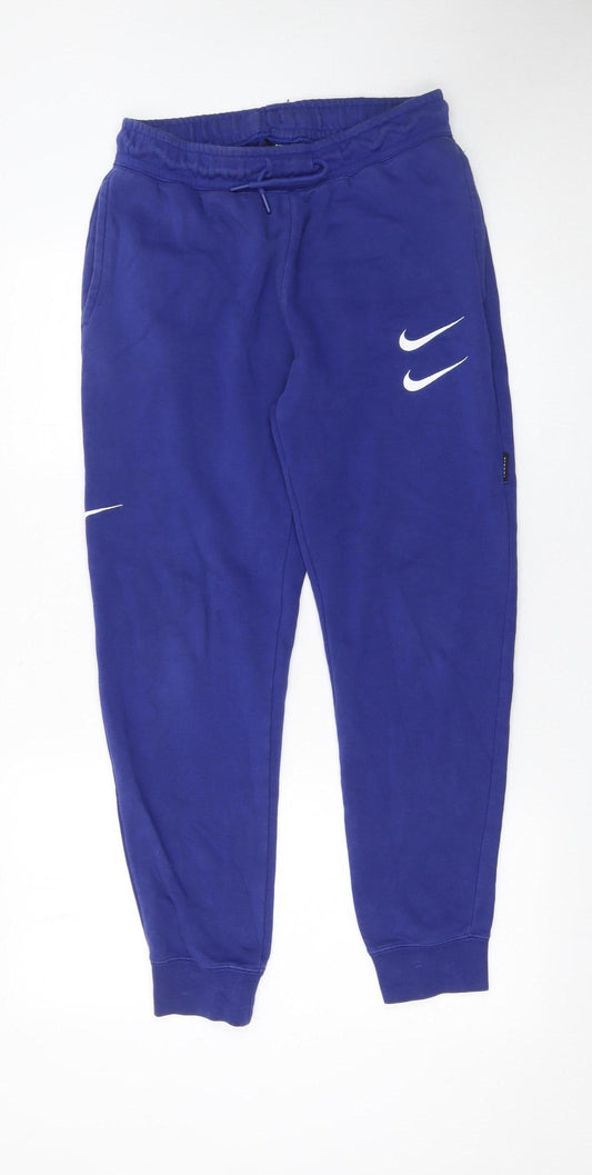 Nike Men's Blue Jogger Trousers Size S Elastic Waist Fleece