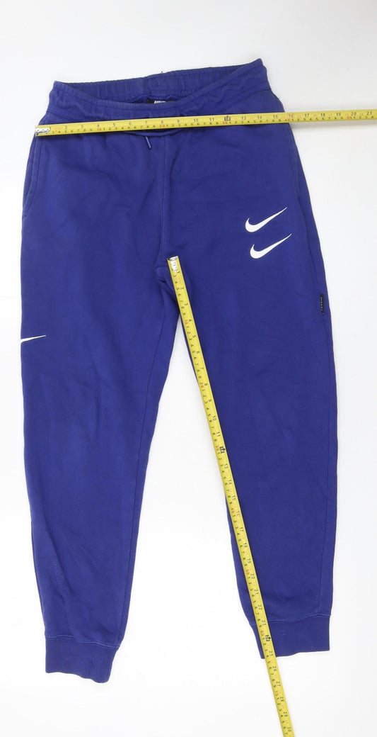 Nike Men's Blue Jogger Trousers Size S Elastic Waist Fleece
