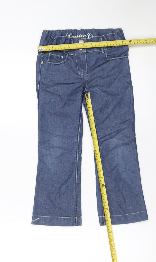 Denim Co Girls Blue Bootcut Jeans 5 Years Cotton Blend Embroidered Pockets