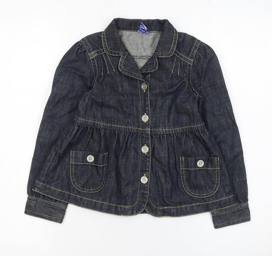 Additional front view of Jasper Conran girls’ blue denim button jacket 7 years cotton casual
