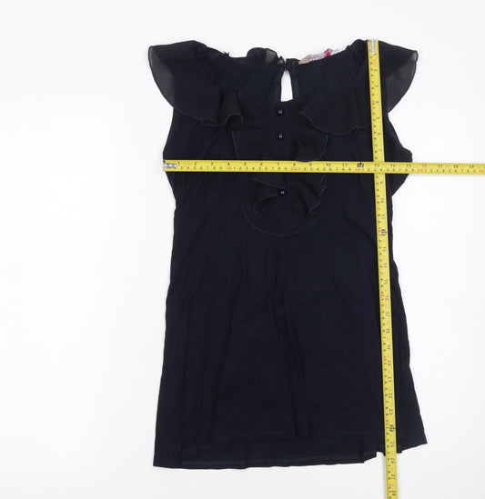 A|wear Womens Black Ruffle Sleeveless Tunic Blouse Size 12