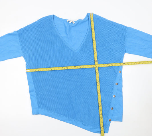 Phase Eight Women’s Blue V-Neck 3/4 Sleeve Pullover Jumper Size L