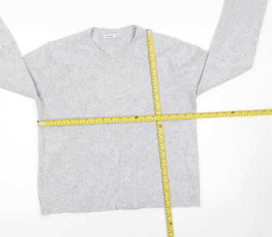 Pull & Bear Women Grey Crew Neck Knit Jumper Size 12