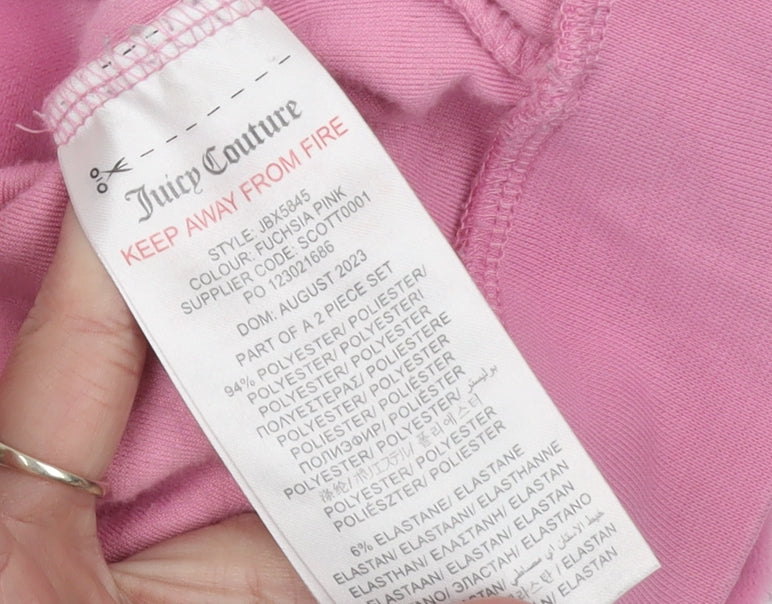 Juicy Couture Pink Velour Full Zip Hoodie Womens 12/13 Fleece Logo