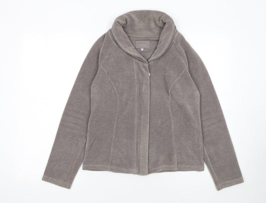 Marks & Spencer Women Grey Fleece Zip Jacket Small Regular Fit