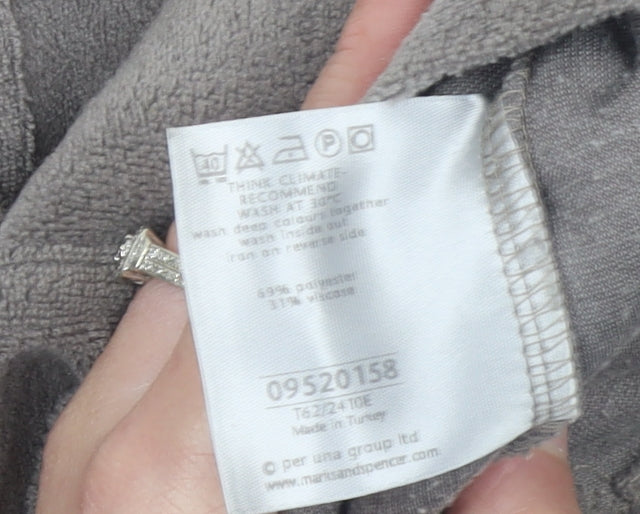 Marks and Spencer Women Grey Fleece Zip Jacket Small Regular Fit