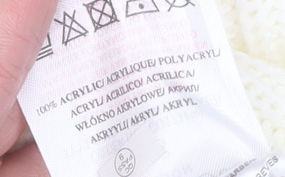 Brave Soul Women's Ivory Ruffle Crew Neck Knit Jumper XS