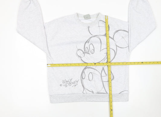 Disney Women Grey Mickey Mouse Sweatshirt Size S 10-12 Pullover