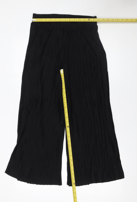 Soyaconcept Womens Black Cropped Wide-Leg Trousers Size S