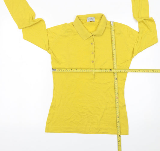 John Smedley Men's Yellow Long Sleeve Slim Fit Cotton Polo Shirt S
