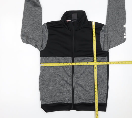 Adidas Boys Grey & Black Track Jacket Size 13-14Y Full Zip Activewear