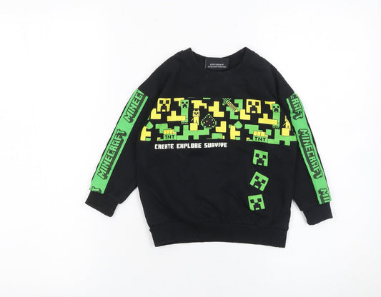 Additional front view of Minecraft boys’ black 3-4 years pullover sweatshirt with graphic print