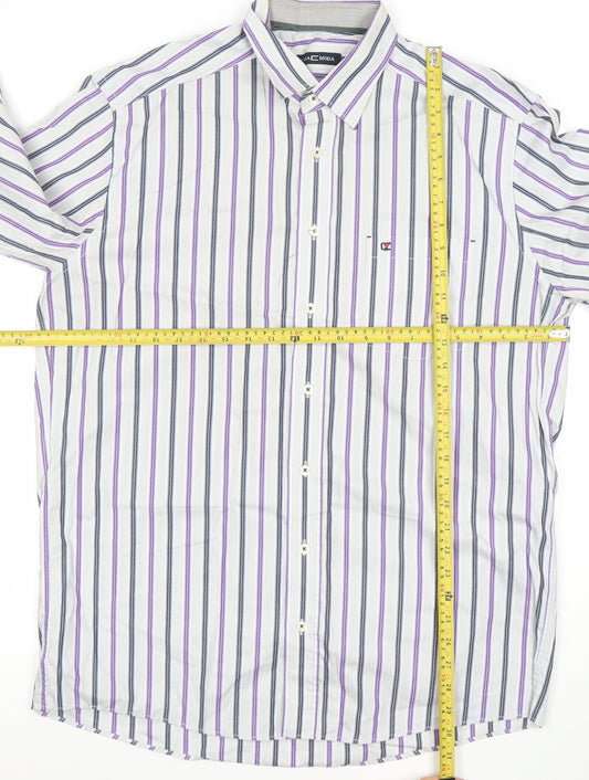 Casa Moda Men's Multicoloured Striped Long Sleeve Cotton Button-Up Shirt L