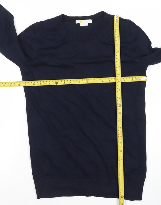 Boden Women Blue Crew Neck Long Sleeve Cotton Knit Jumper Size S