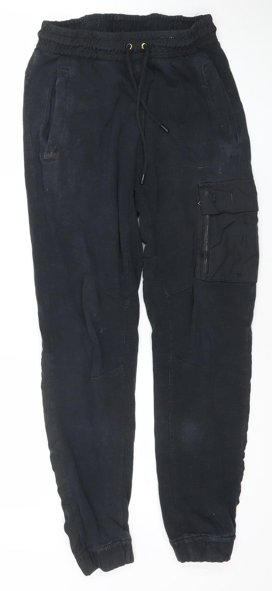Nike Men's Black Jogger Trousers Small Woven Cotton Blend Activewear