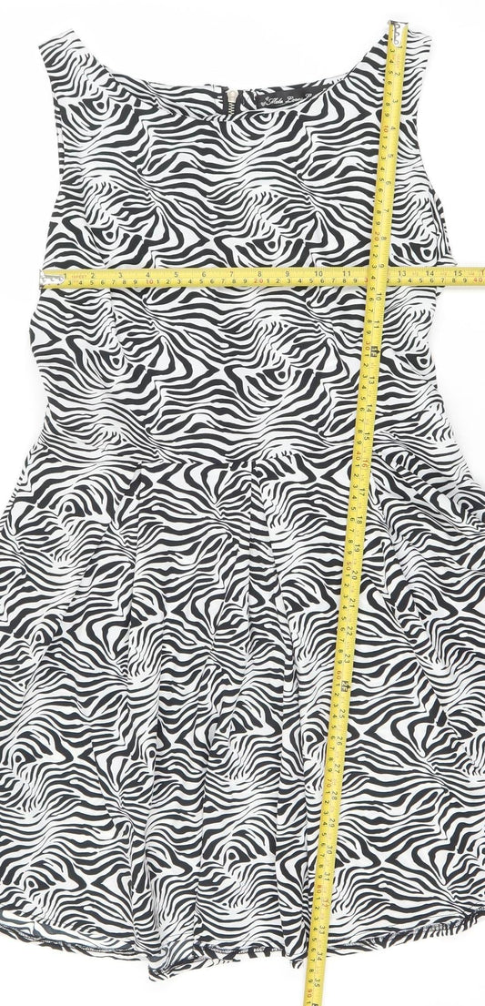 Mela Loves London Women’s Black Zebra Off Shoulder Fit & Flare Dress Size 12
