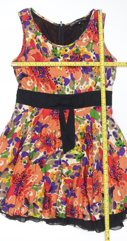 Mela Loves London Women's Multicoloured Floral Fit & Flare Dress M
