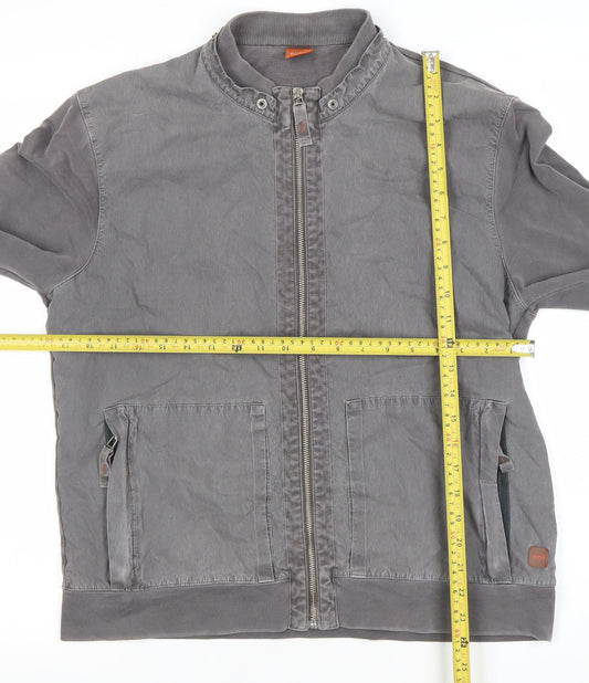 Hugo Boss Mens Grey Cotton Bomber Jacket Size M Casual Lightweight