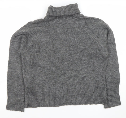 Zara Women Grey Wool Roll Neck Knit Jumper Size M