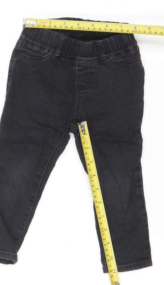 GAP Girls Black Denim Jegging Jeans 2 Years Elastic Waist Stretch