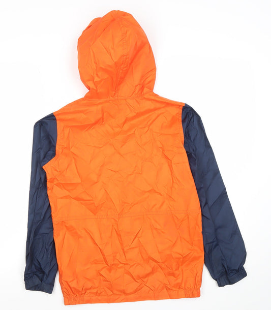Additional front view of Columbia boys’ orange windbreaker jacket hooded lightweight 10-12 years