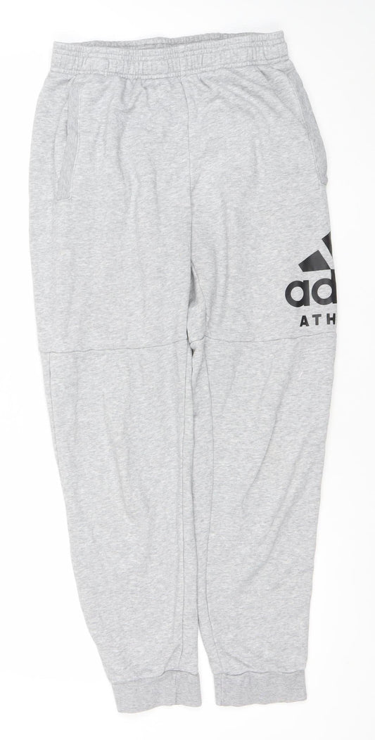 Additional front view of adidas Men’s Grey Jogger Sweatpants S Regular Fit Cotton Blend