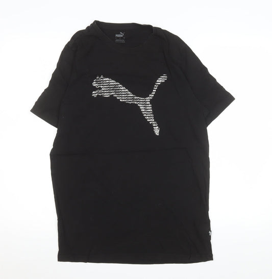 Additional front view of Puma Men's Black Small Graphic Logo Crew Neck Sports T-Shirt